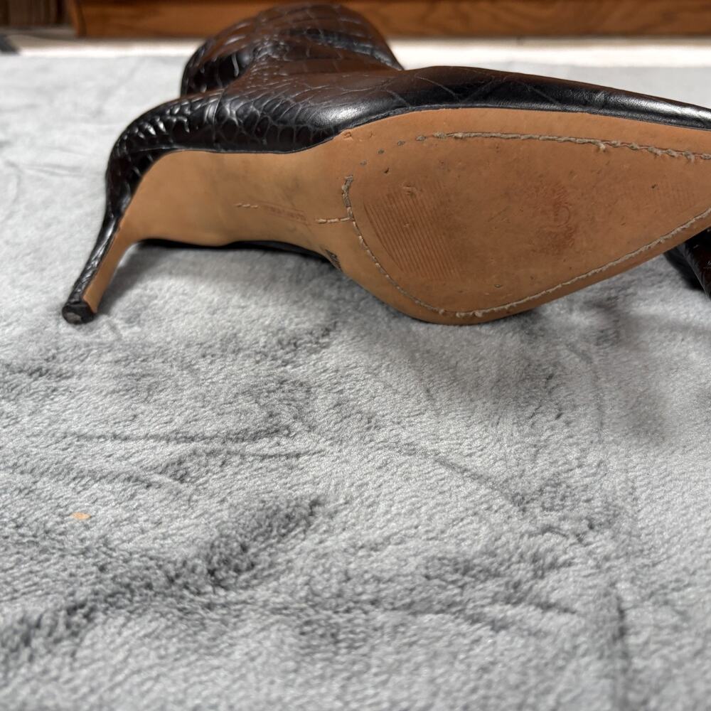 Vince Camuto VC-Aliost Ankle Boots Womens 6.5M Black Croc Embossed Leather - Picture 11 of 16